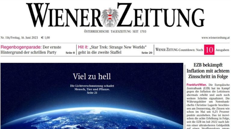 A Wiener Zeitung június 16-i címlapja. Fotó: epaper.wienerzeitung.at