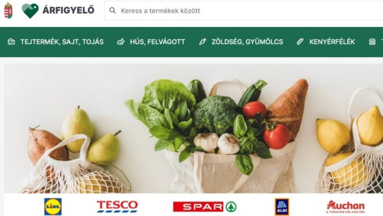 A GVH árfigyelő weboldala