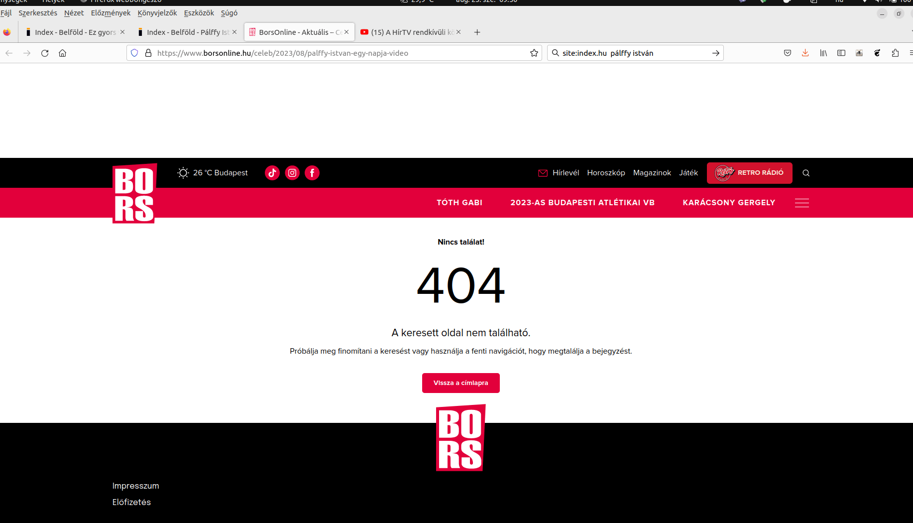 A Pálffy Istvánról szóló videóriport helye
