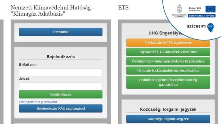 A Nemzeti Klímavédelmi Hatóság weboldala