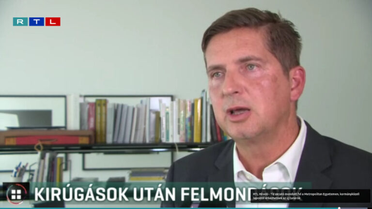 Bachmann Bálint, a Budapesti Metropolitan Egyetem (METU) rektora nyilatkozik az RTL Híradónak