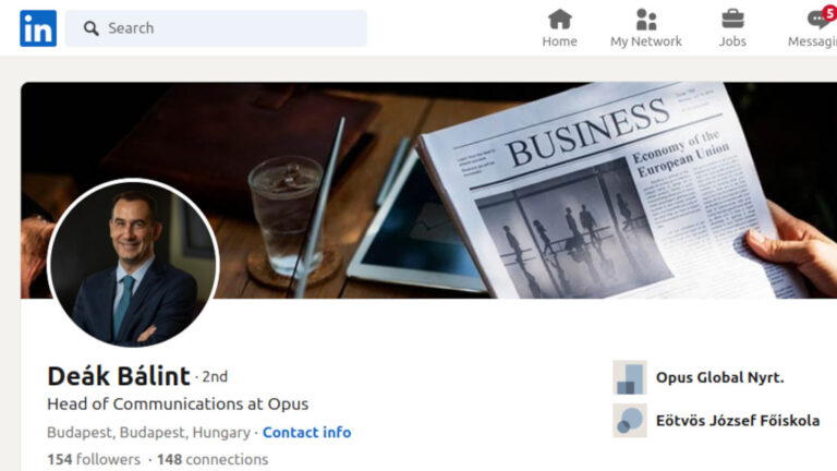 Deák Bálint Linkedin oldala