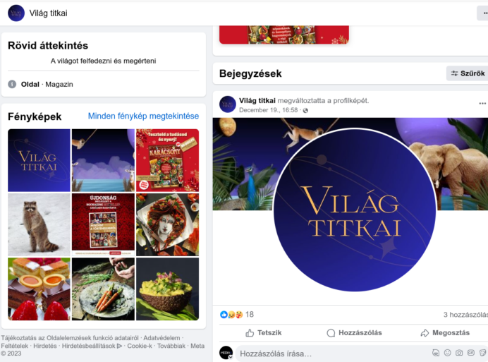 A GEO magazin Facebook-oldalát valaki átnevezte december 19-én Világ titkaira