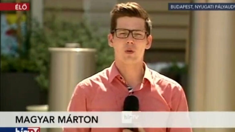 Magyar Márton, a Simicska Lajos nevével fémjelzett HírTV munkatársaként 2017-ben.
