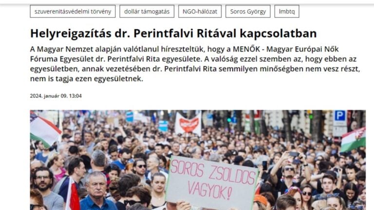Sajtóhelyreigazítás a Mandinerben Perintfalvi Ritáról