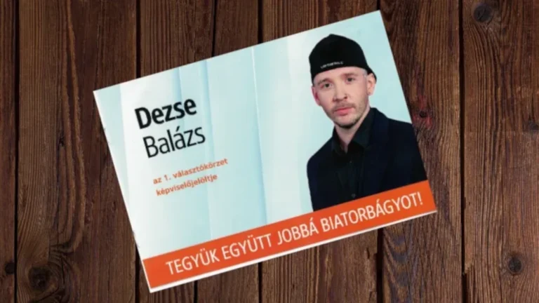 Dezse Balázs, a PestiSrácok főmunkatársa, a Fidesz biatorbágyi képviselőjelöltje egy szórólapon