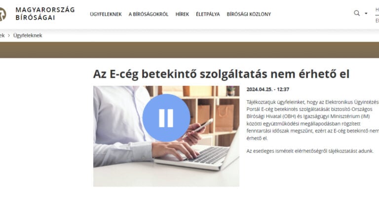 Nem elérhető többé az E-cég betekintő szolgáltatás