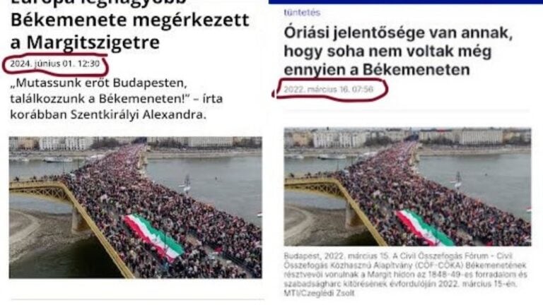 A Mandiner egy 2022-es fotóval illusztrálta a 2024-es Békemenetet, az Origo archív cikke buktatta le őket