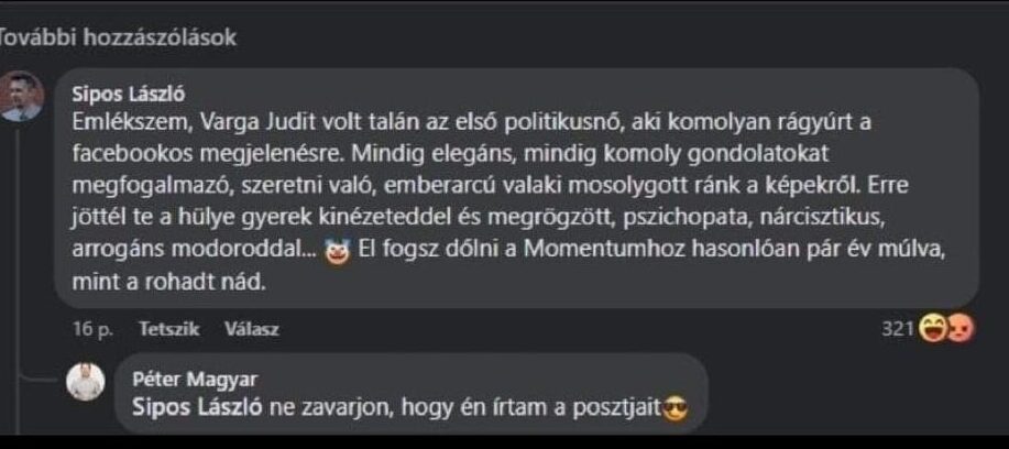 Magyar Péter válaszol egy kommentelőnek a Facebookon