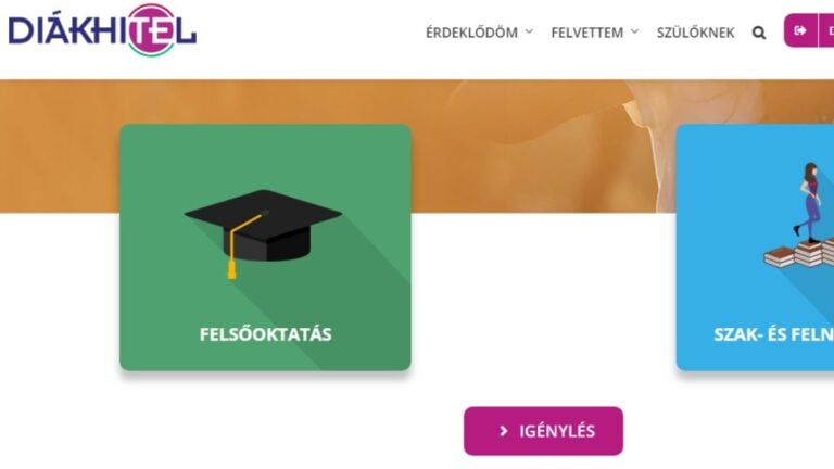 A Diákhitel Zrt. honlapja