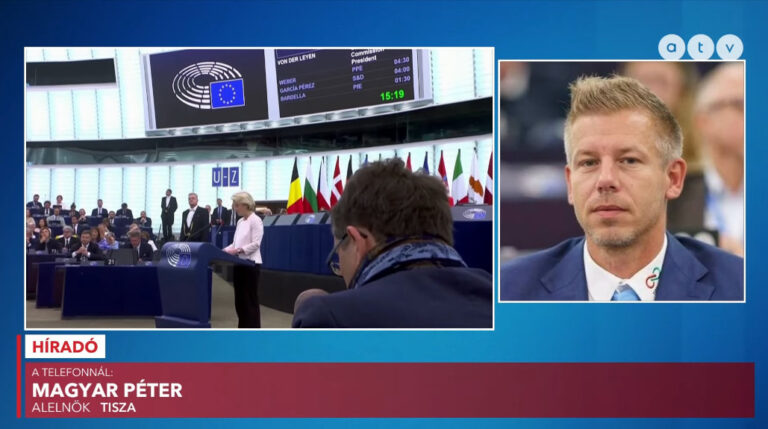 Magyar Péter, a Tisza Párt alelnöke és EP-képviselője nyilatkozik az ATV Híradónak 2024.07.19-én
