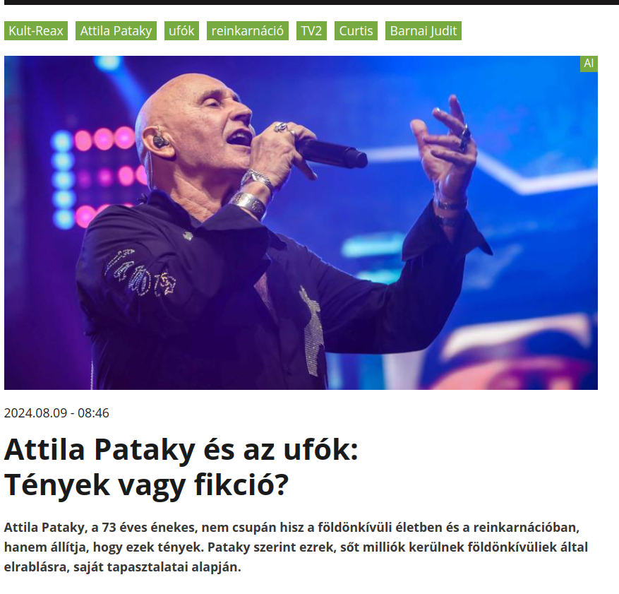 Attily Pataki, az ufók és Curtisék szerelem egy hírben