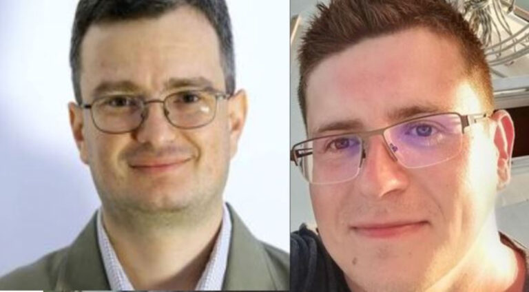 Pintér M. Lajos (a képen balról), a Promenad24.hu eddigi főszerkesztője és az utódja, Megyeri József, aki a Radio7.hu főszerkesztője is egyben.