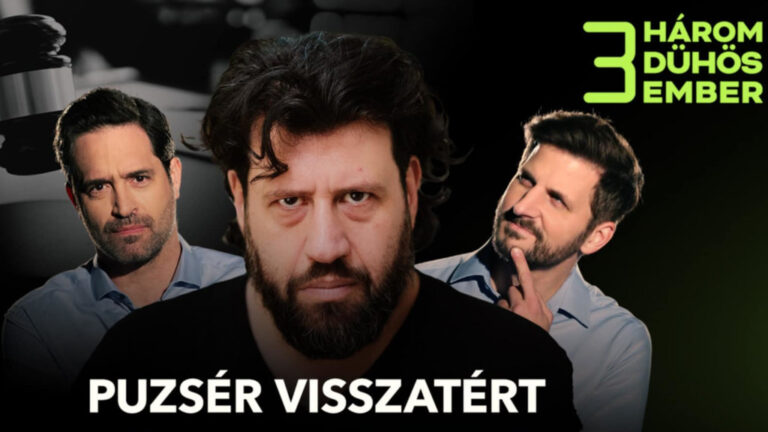 Puzsér Róbert a Három dühös ember című Spirit FM-es műsorban, Egri Viktor (balra) és Boros Tamás (jobbra) társaságában