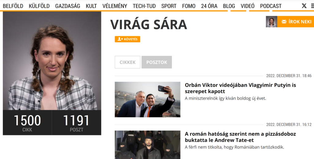 Virág Sára, az új Index munkatársaként