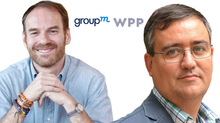 Gulyás János (Wavemaker) és Mező László (EssenceMediacom) távozó vezető, háttérben a GroupM / WPP logóival