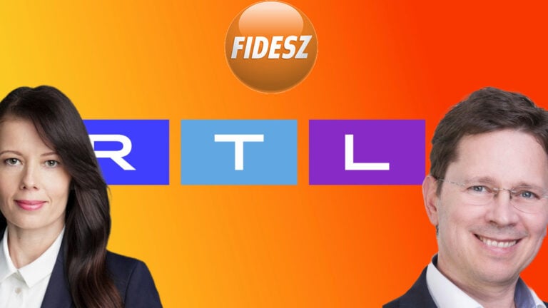 Vidus Gabriella, az RTL Magyarország vezérigazgatója (balra) és Fürjes Balázs, a Századvég, majd a Negos volt vezetője jobbra