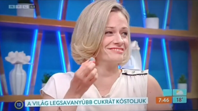 Peller Mariann az RTL Reggeli című műsorában a cukrot teszteli