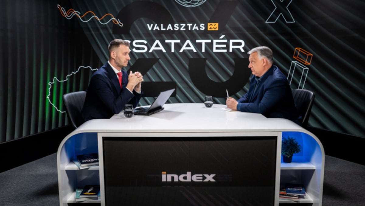 Gáll Csongor, a KDNP volt propagandistája beszélget Orbán Viktorral az Index Csatatér című választási műsorában