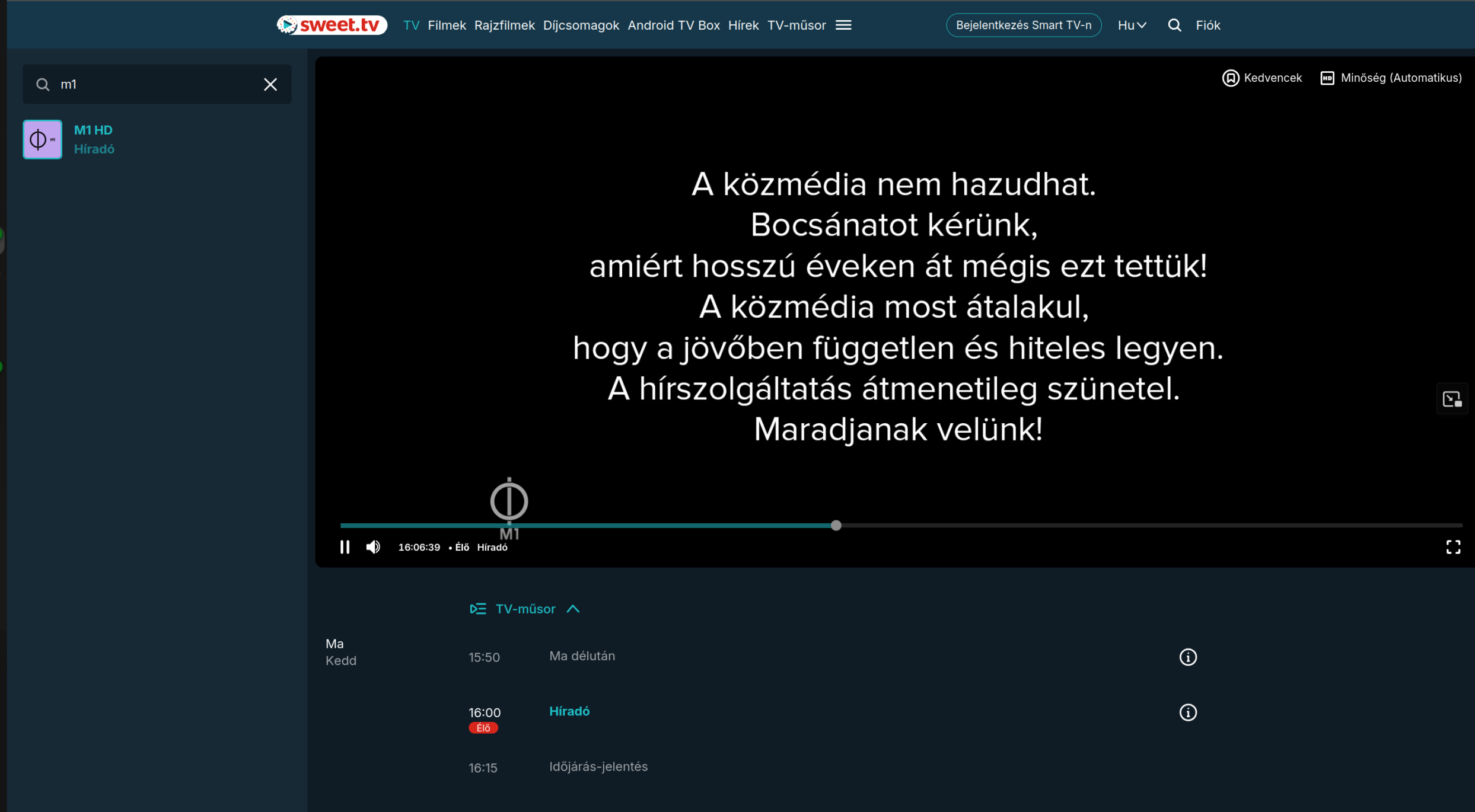 Az M1 felfüggesztése utaló felirat