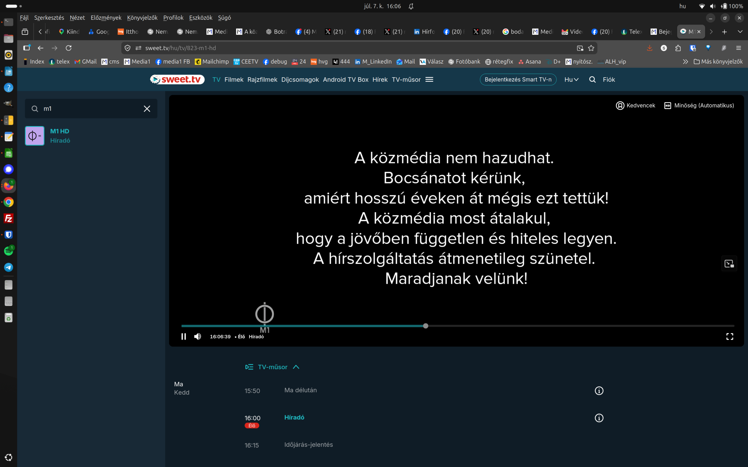 Az M1 felfüggesztése utaló felirat